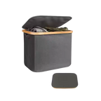 Collapsible Laundry Bin with Bamboo Frame & Dust Cover
