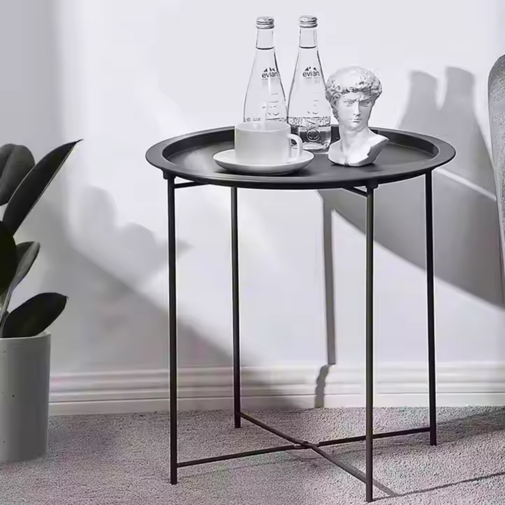 Minimalist Round Side Table – Foldable & Portable
